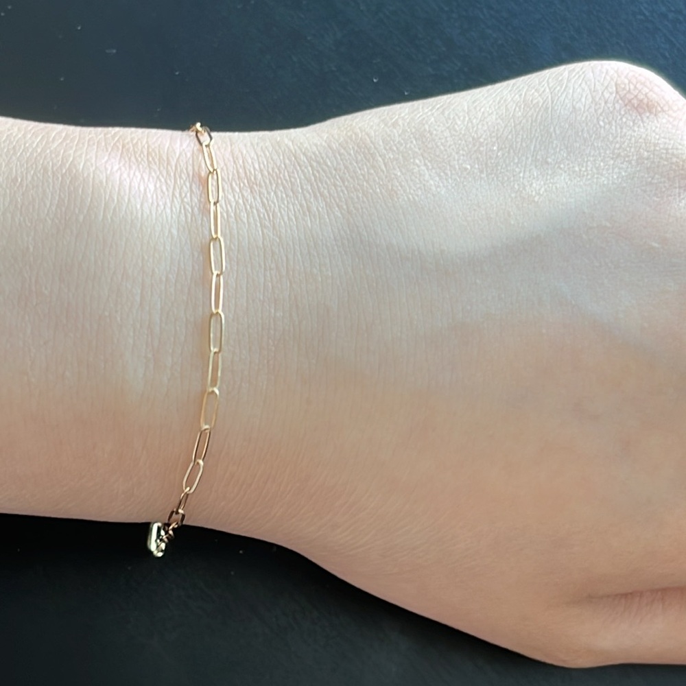 14k Gold Paperclip Chain Bracelet